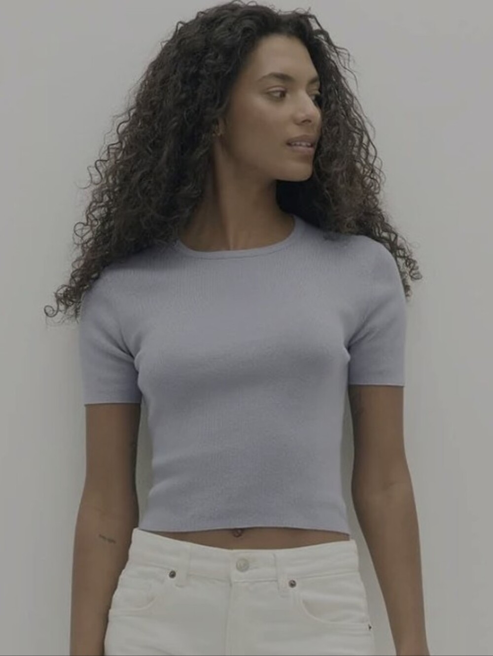 💥NAKEDCASHMERE Amey Cotton Cashmere Tee Blue Fog Size S